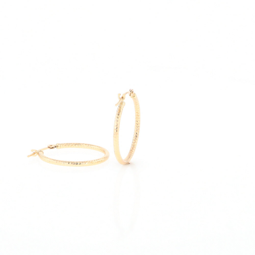 Gold Ribbed Hoop Earrings