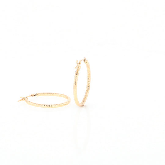 Gold Ribbed Hoop Earrings