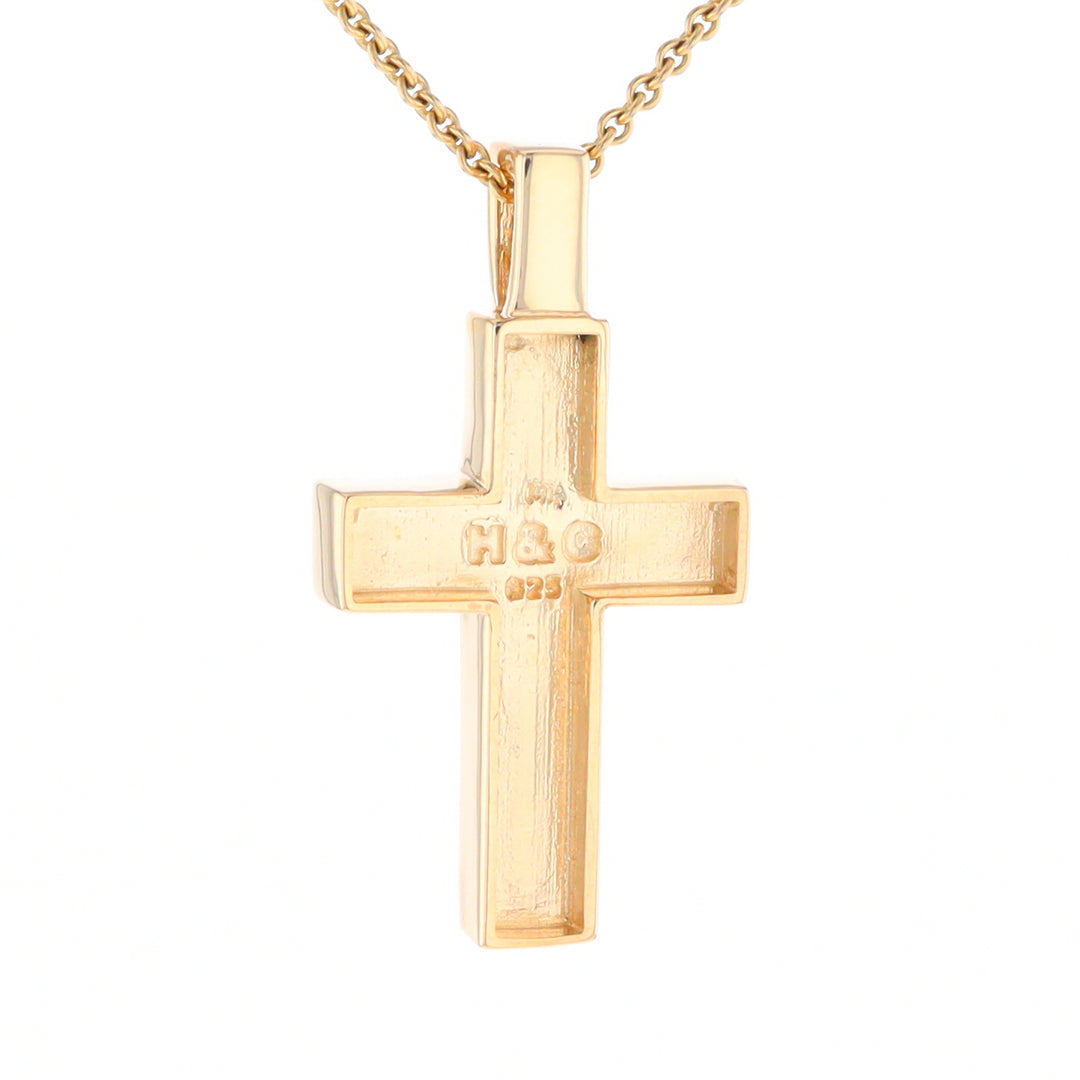 Gold Quartz Pendant Cross Design 3 Section Inlaid Pendant