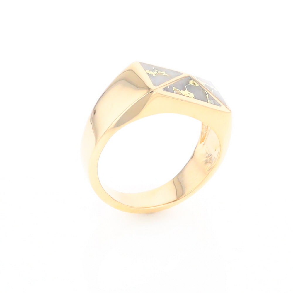 Four Section Gold Quartz Inlaid Men's Ring G2