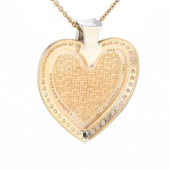 Gold Quartz Necklace Cupid's Revenge 2.24ctw Diamonds Heart Pendant (G1)