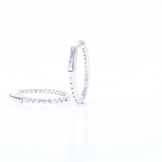 Oval Diamond Hoops Earrings