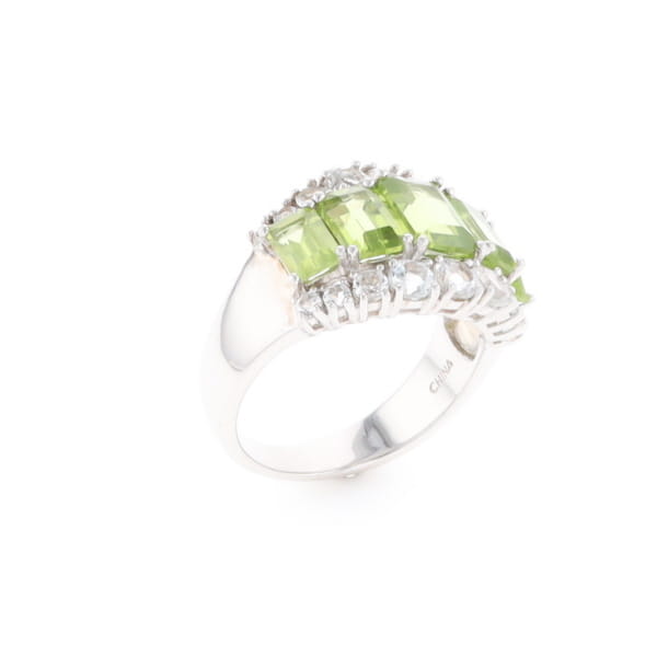 Peridot and CZ Cocktail Ring