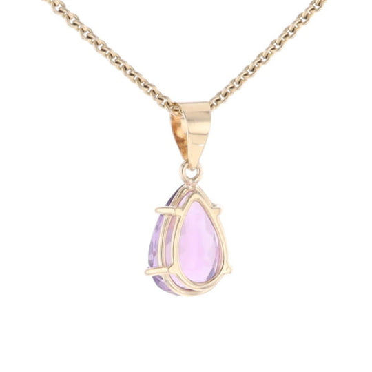 Pear Solitaire Amethyst Pendant