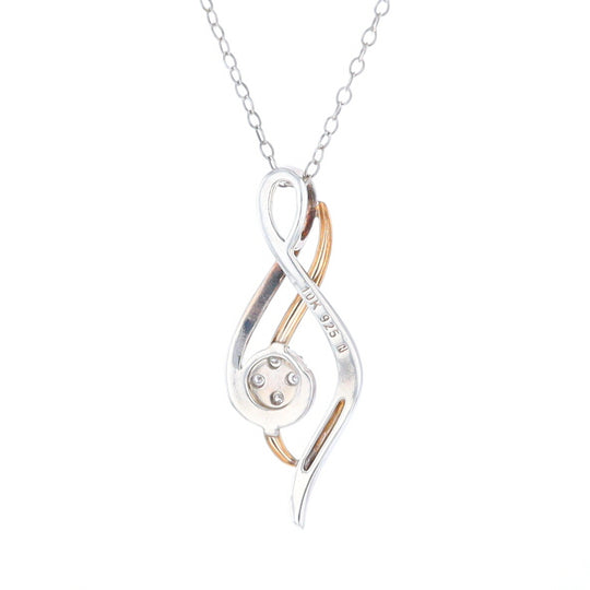 Sterling Silver and 10K Gold Diamond Infinity Swirl Necklace