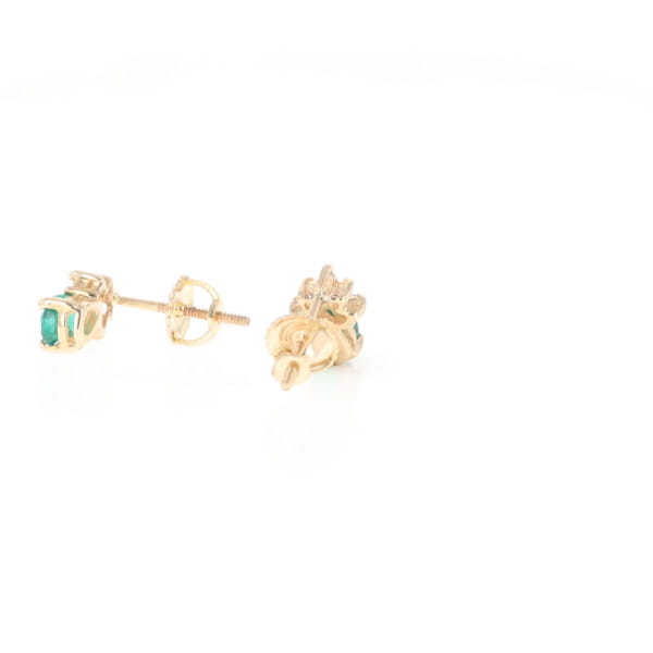 Synthetic Emerald Pear Shaped Earrings with Diamond Accents
