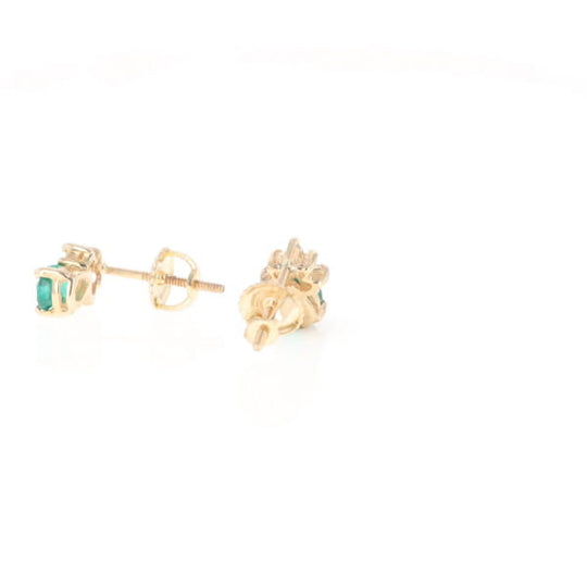 Synthetic Emerald Pear Shaped Earrings with Diamond Accents