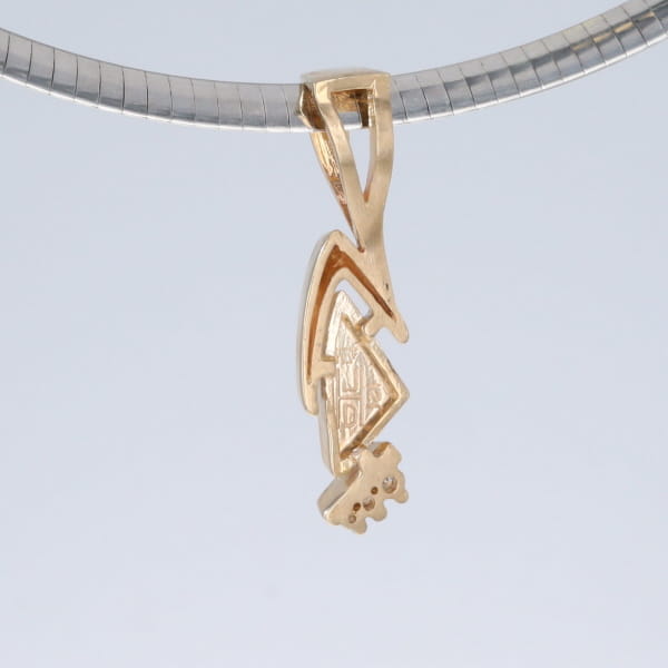 Opal Pendant Triangle Inlaid Design with .07ctw Round Diamonds