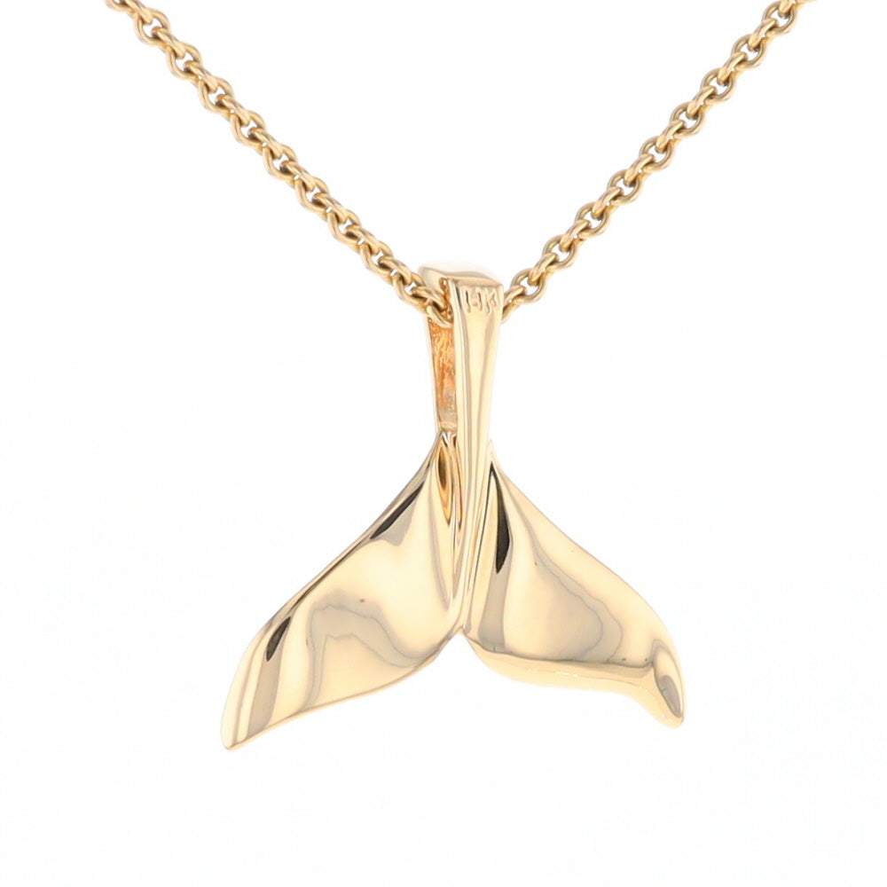 Whale Tail Necklaces Single Sided Gold Quartz Inlaid Sea life Pendant