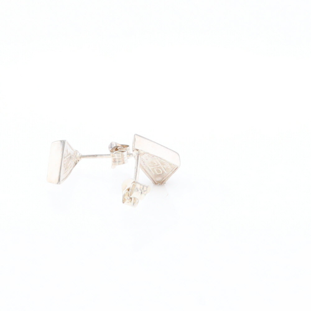 Sterling Silver Gold Quartz Inlaid Triangle Stud Earrings - G3