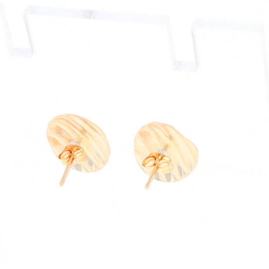 Gold Scorred Disc Stud Earrings