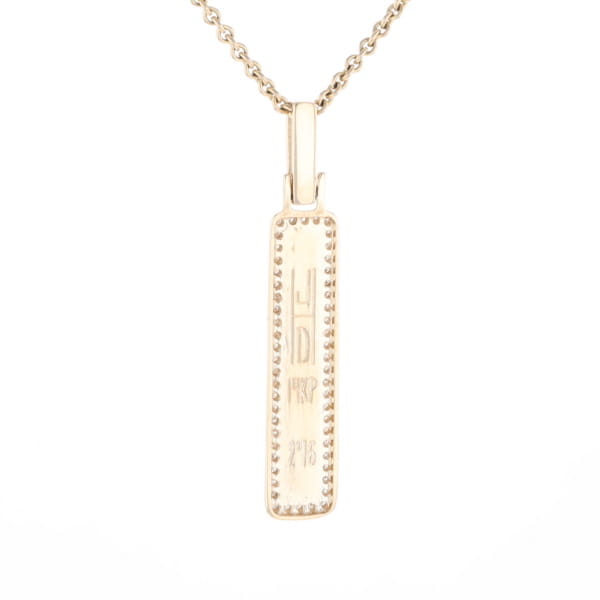 Gold Quartz Necklace, Rectangle Inlaid, .27ctw Diamond Halo Pendant