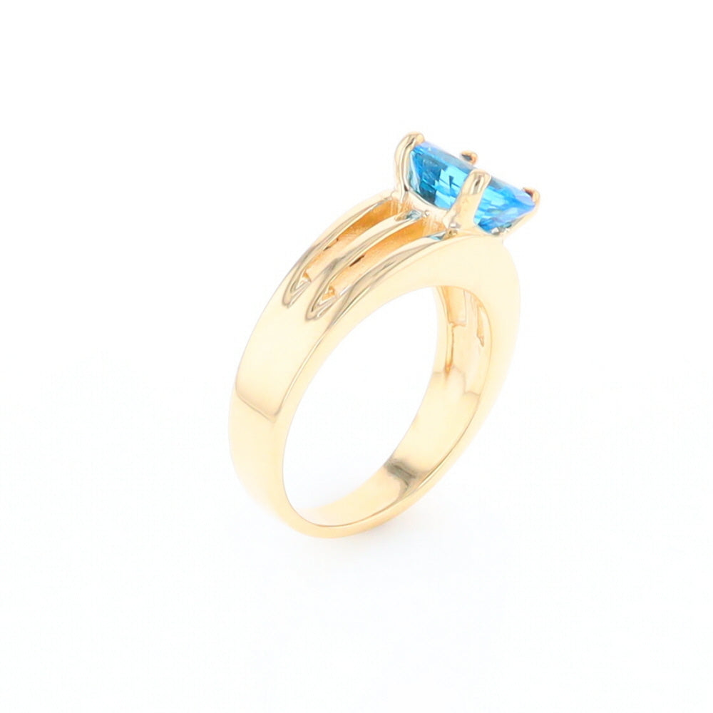 Split Shank Oval Blue Topaz Ring