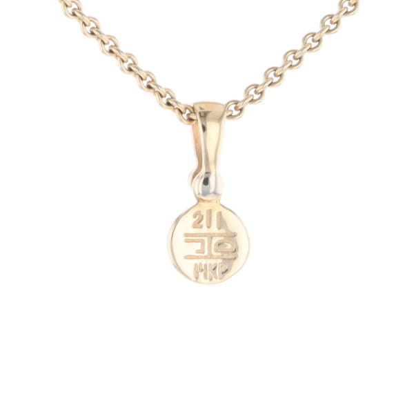 Gold Quartz Necklace Round Inlaid Pendant with .02ct Round Diamond