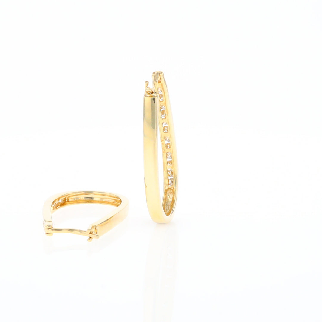 U-Shaped Channel Set Diamond Hoop Earrings