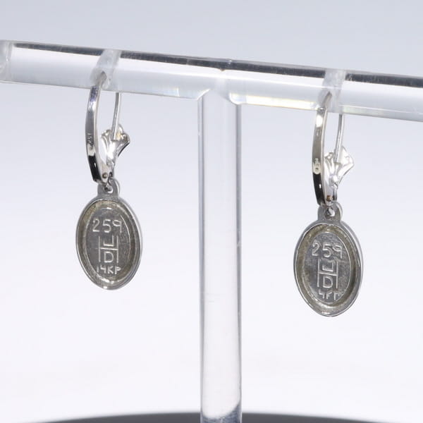 Opal Earrings Oval Inlaid Design Lever Backs