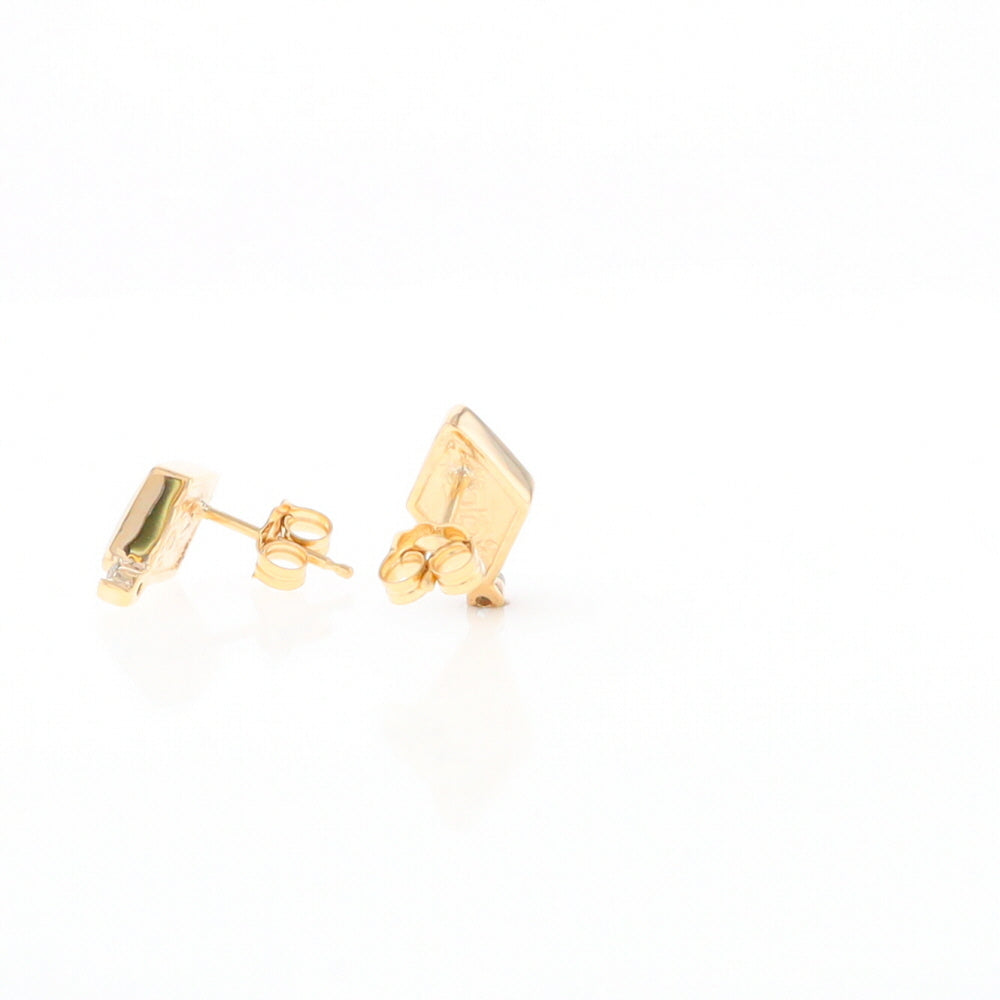 Diamond-Shaped Gold Quartz Inlaid Earrings - G2