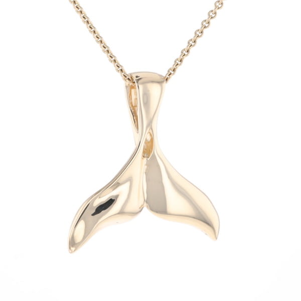 Whale Tail Natural Gold Quartz Single Side Inlaid Pendant