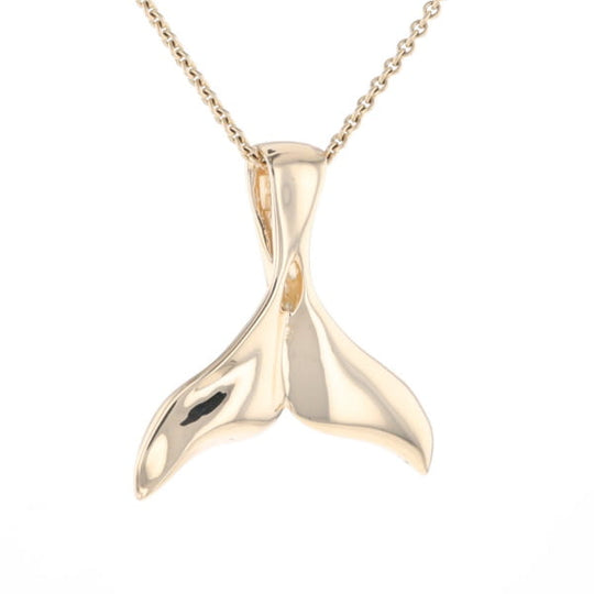 Whale Tail Natural Gold Quartz Single Side Inlaid Pendant
