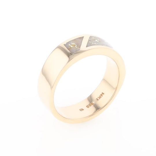 Gold Quartz Ring, 3 Section Inlaid Design