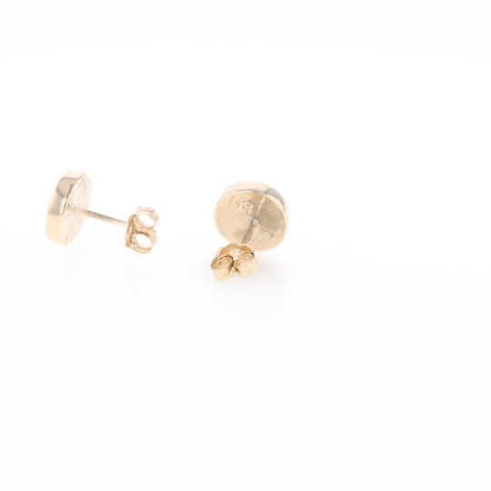 Gold Quartz Earrings 9mm Round Inlaid Studs - G2