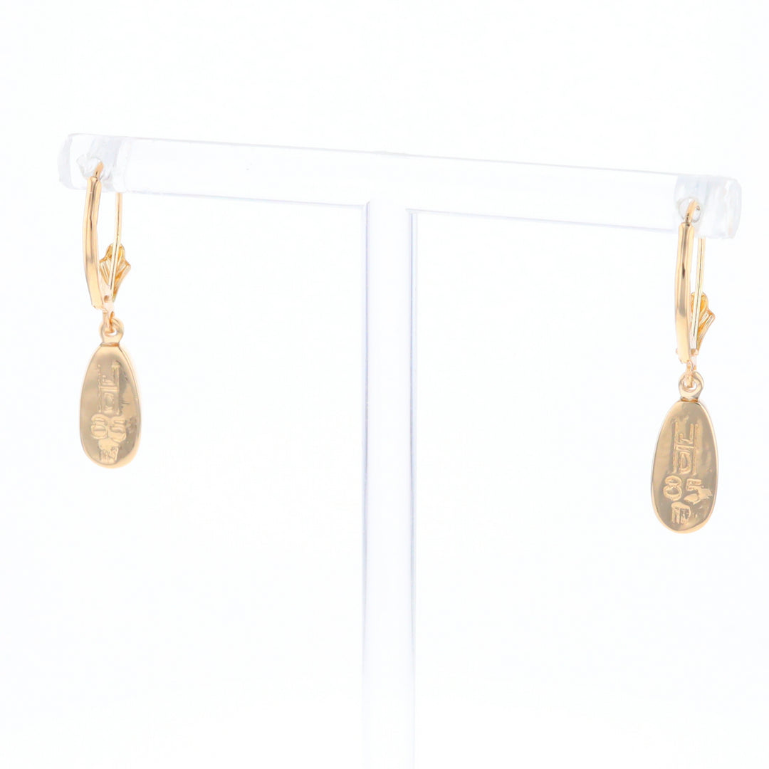 Gold Quartz Earrings Tear Drop Inlaid Lever Backs