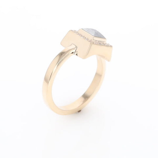 Meteorite Ring Square Inlaid Halo .14ctw Diamonds Design
