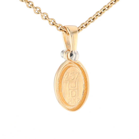 Gold Quartz Oval Inlaid Pendant with .02ct Diamond