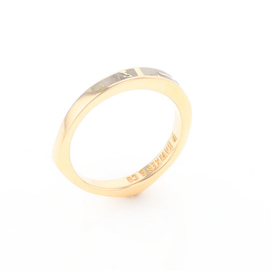 Gold Quartz Ring 3 Rectangle Section Inlaid Band