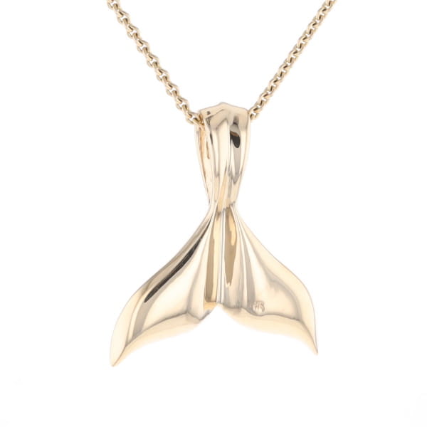 Whale Tail Natural Gold Nuggets Inlaid Pendant XL