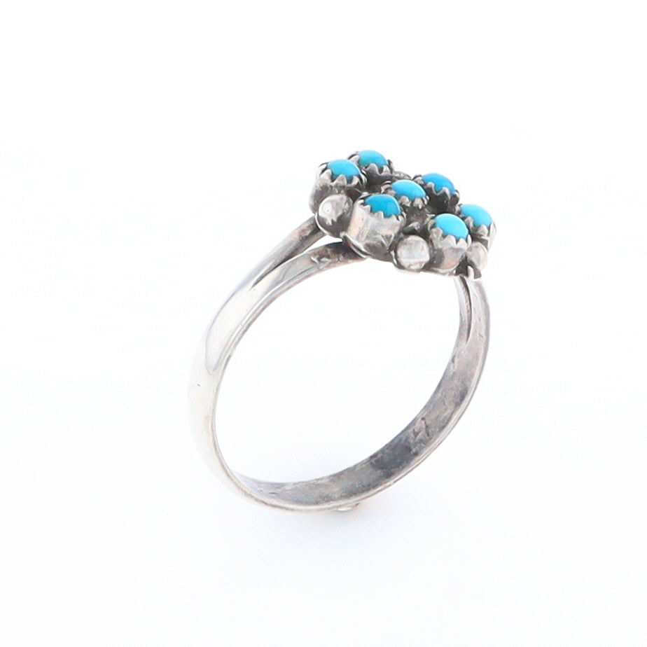 Round Turquoise Cluster Ring