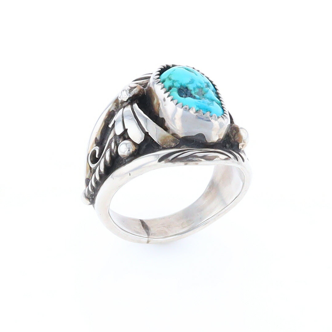 Navajo Turquoise and Feather Design Ring