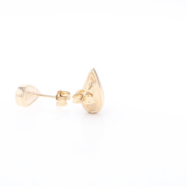 Gold Quartz Earrings Tear Drop Inlaid Studs