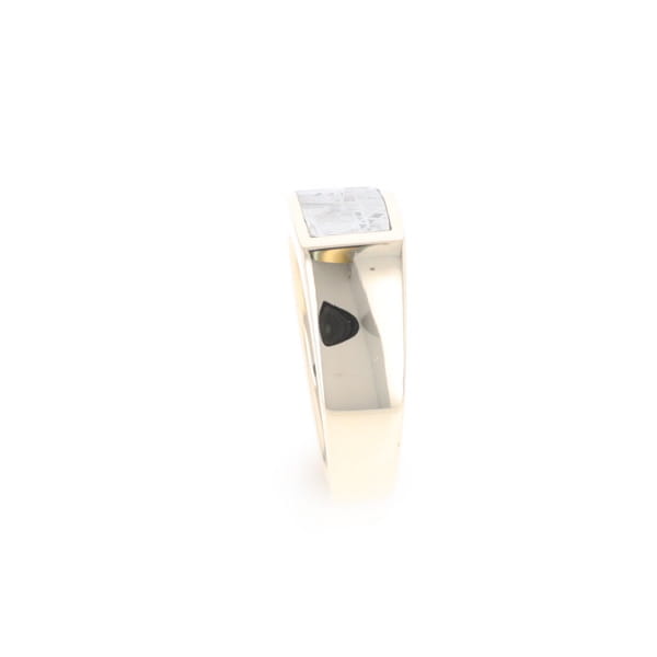 Rectangle Meteorite Inlaid Ring