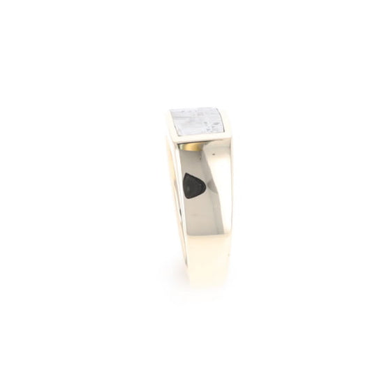 Rectangle Meteorite Inlaid Ring