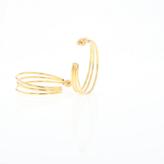 Three Bar Gold Hoop Earrings