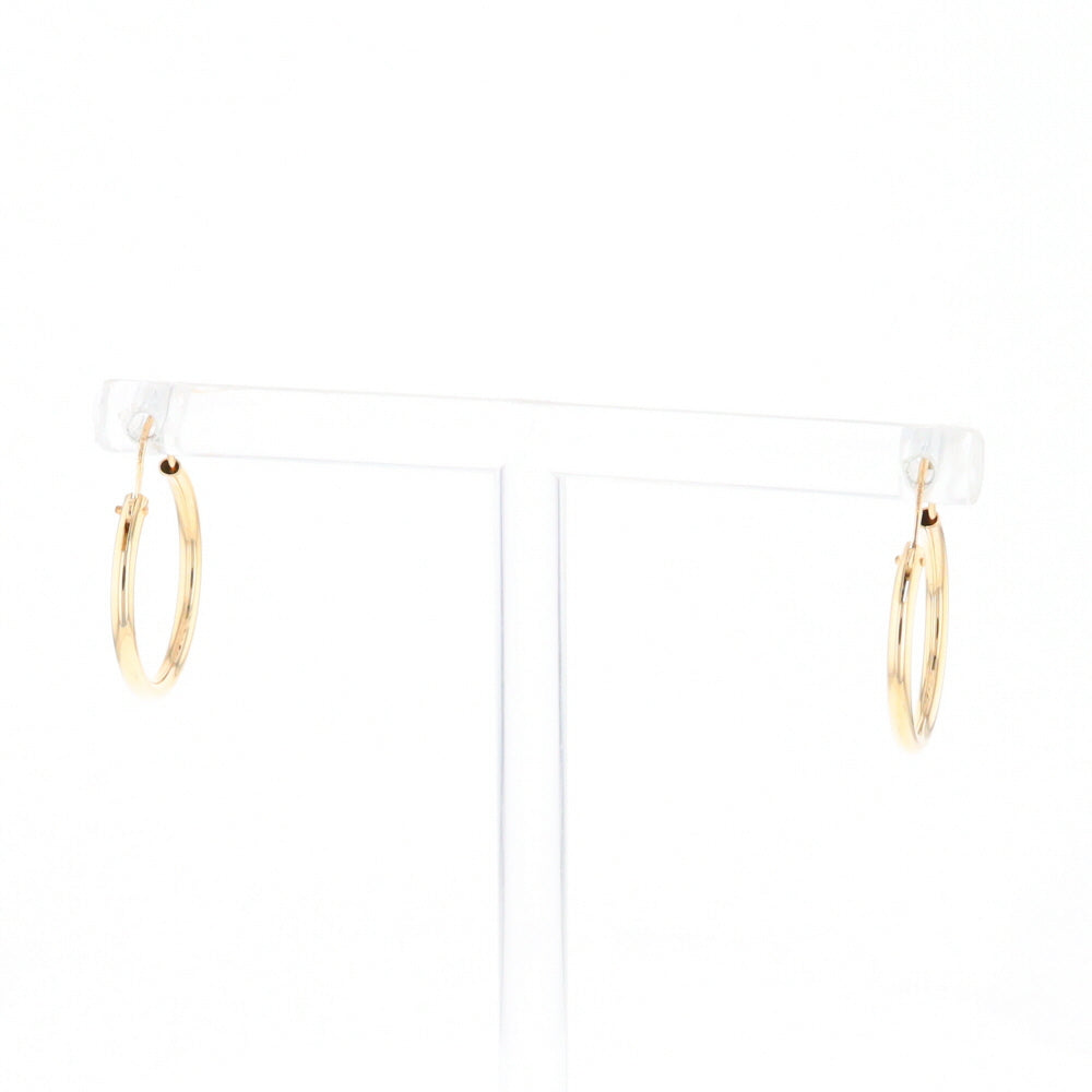 Gold Hollow Tube Hoop Earrings