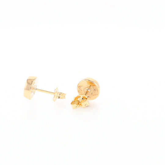 Gold Quartz Earrings Round Inlaid Studs