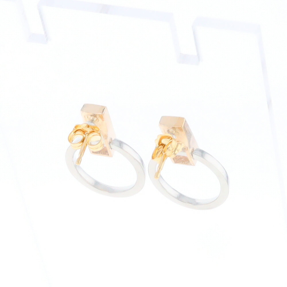 Gold Quartz Rectangle Inlaid Knocker Earrings - G2