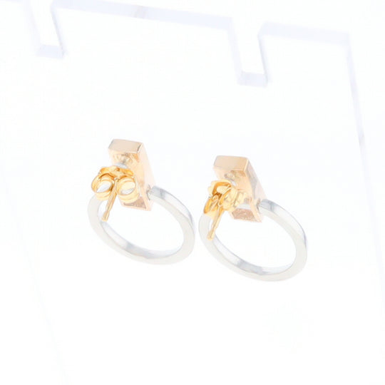 Gold Quartz Rectangle Inlaid Knocker Earrings - G2