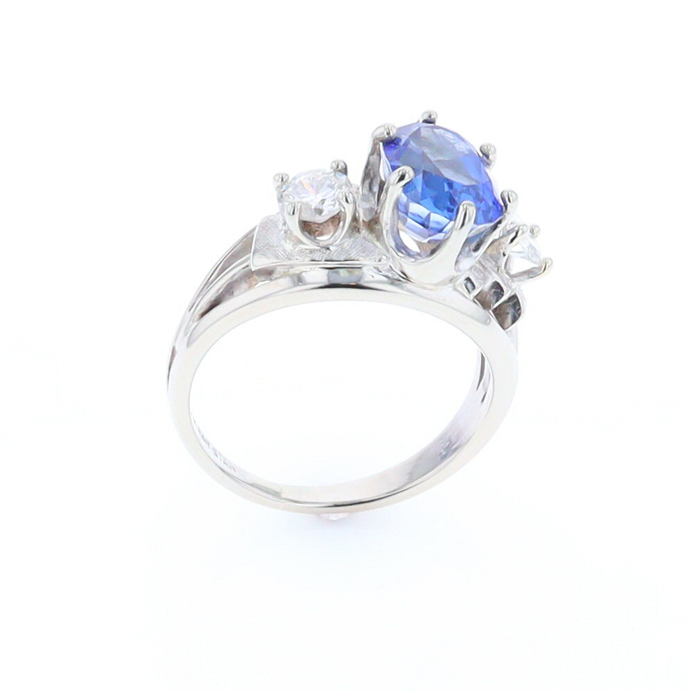 Oval Sapphire Ring with Diamond Side Accents