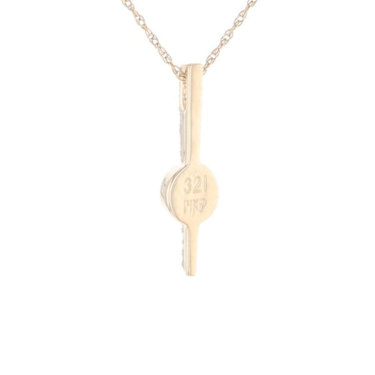 Diamond Bar Gold Quartz Round Inlaid Pendant G2