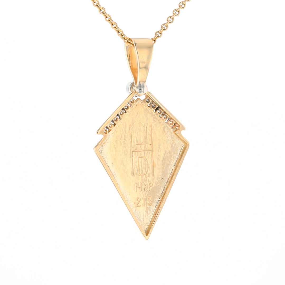 Gold Quartz Kite Shape Inlaid Pendant with .27ctw Diamonds