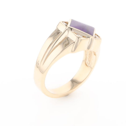 Natural Sugilite ring diamond shape inlaid design with .16ctw round diamonds