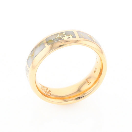 Gold Quartz Ring 8 Rectangle Section Inlaid Eternity Band