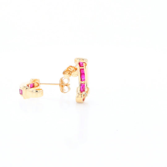 Channel Ruby Semi-Hoop Earrings