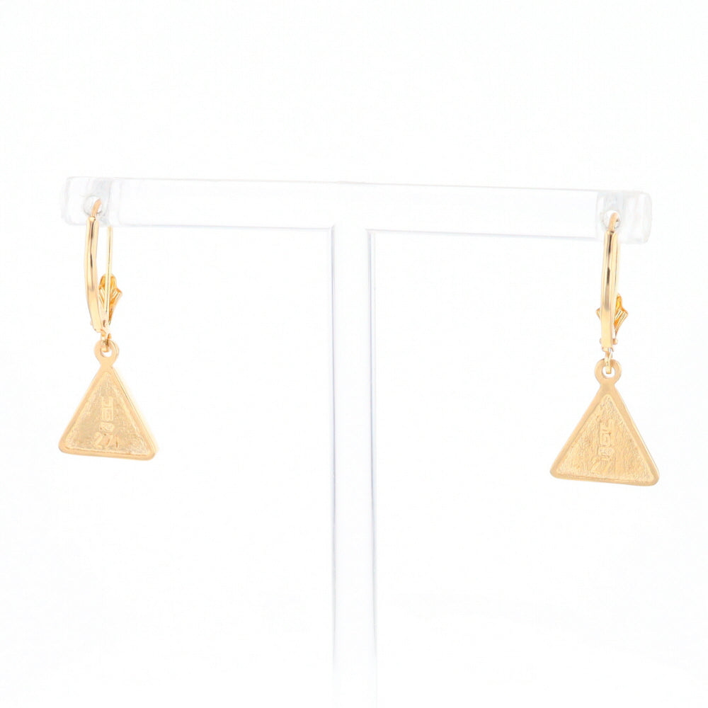 Gold Quartz Triangle Inlaid Earrings - G2