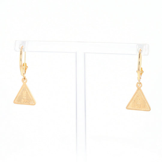 Gold Quartz Triangle Inlaid Earrings - G2