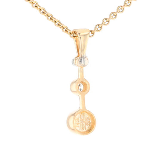 Gold Quartz Necklace Round Inlaid Design Pendant With .10ctw Round Diamond