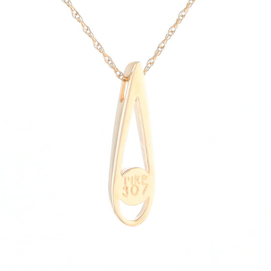 Open Teardrop Round Gold Quartz Inlaid Pendant